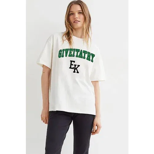 Madmext Women's White Oversized Printed T-shirt