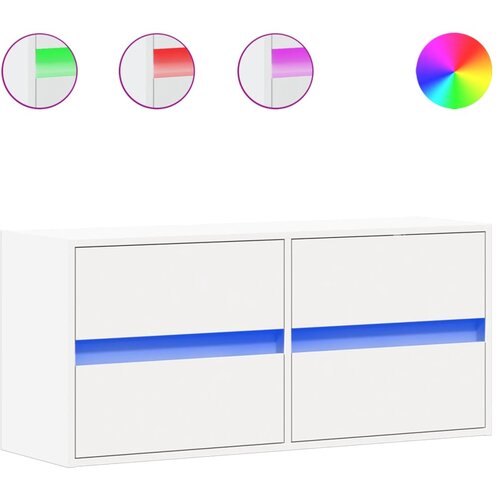 Maison Chic Stenska TV omarica - TV stojalo - Televizijska omarica z LED lučkami bela 100x31x45 cm, (21698712) Slike