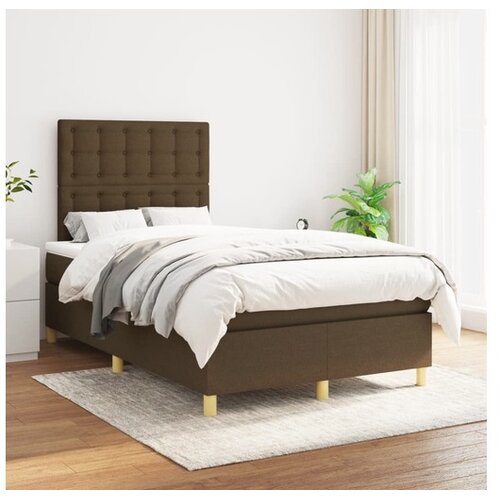  Box spring postelja z vzmetnico temno rjav 120x200 cm blago Cene