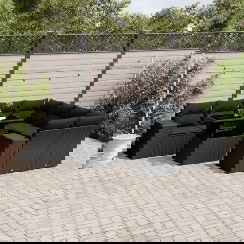vidaXL 9-dijelni set vrtnih sofa s jastucima crni od poliratana Cijene