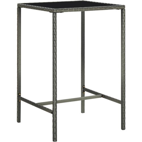 vidaXL Vrtna barska miza siva 70x70x110 cm poli ratan in steklo Cene