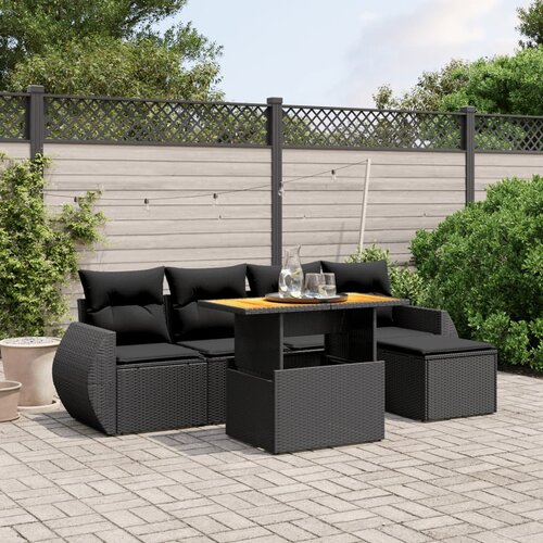 vidaXL 6-dijelni set vrtnih sofa s jastucima crni od poliratana Cijene
