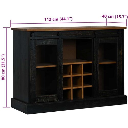VidaXL Bivak HALDEN 2 drsna vrata črna 112x40x80 cm masivni les Slike