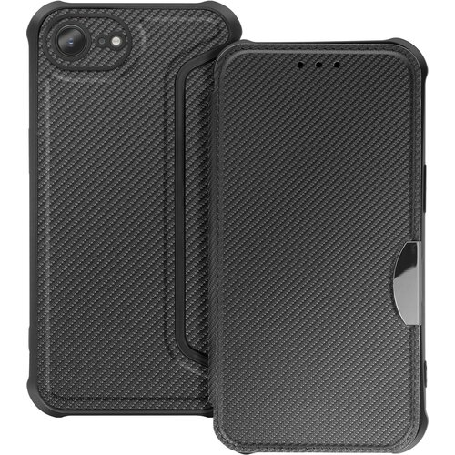 AVIZAR Preklopna torbica za iPhone 16e, karbonski zaključek z držalom za kartice, Črna, (5000189979) Cene