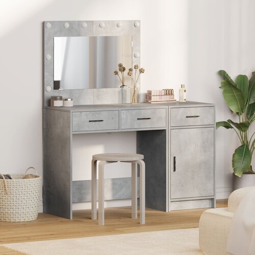 VidaXL Set od 2 Betonska siva MDF Ogledalo Toaletni stol Slike