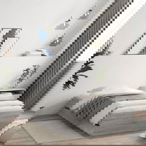 vidaXL Okvir za krevet s ladicama boja hrasta 100x200 cm drveni Cijene