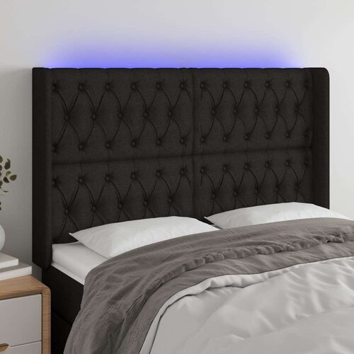  Uzglavlje crno 163 x 16 x 118/128 cm od tkanine Slike