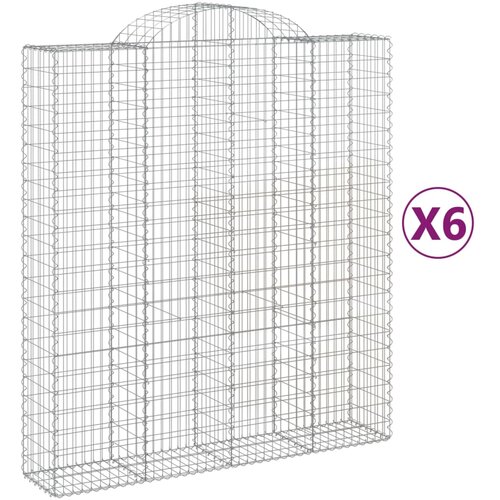 vidaXL Obokane gabion košare 6 kosi 200x50x220/240 cm pocinkano železo, (21000169) Cene