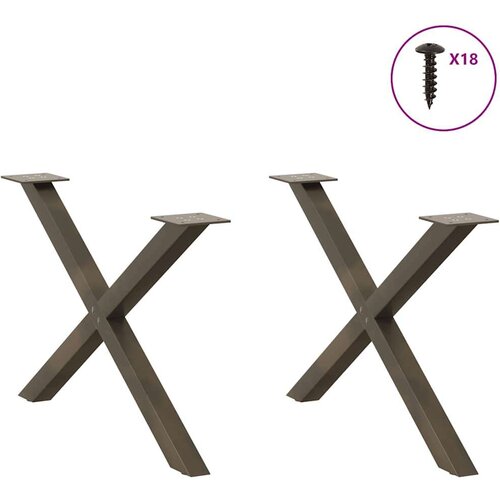  Noge za stolić X-oblika 2 kom prirodni čelik 70x(42-43)cm čelik Slike