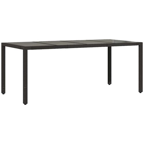  Vrtni stol sa staklenom pločom crni 190x90x75 cm od poliratana Slike