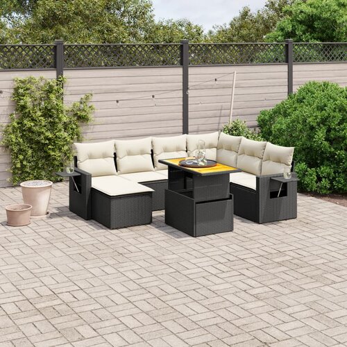 vidaXL 8-dijelni set vrtnih sofa od poliratana s jastucima crni Cijene