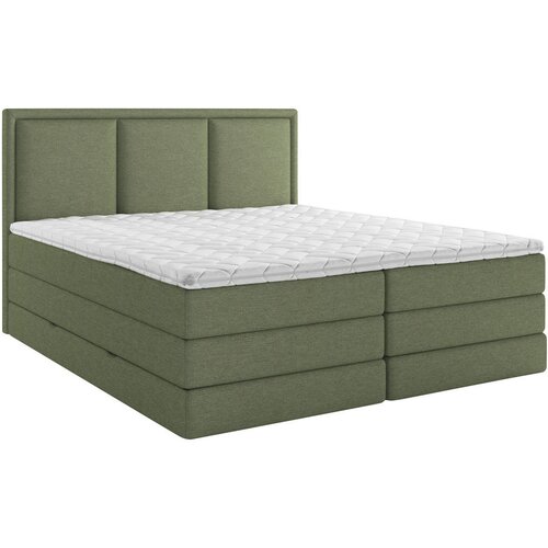 MID.YOU POSTELJA BOXSPRING 200 cm x 220 cm , les, tekstil, leseni material zelena Cene
