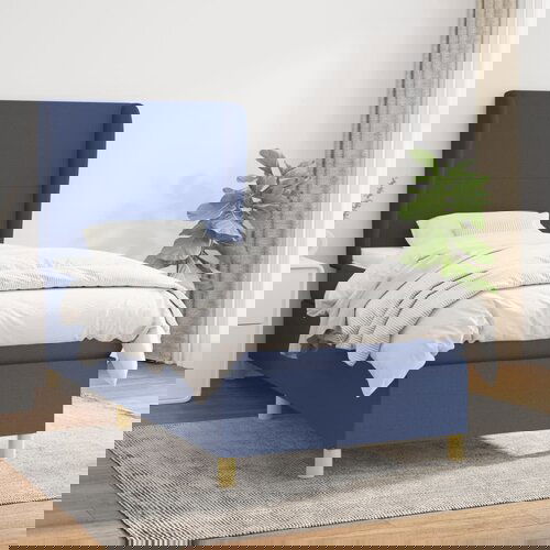 VidaXL Krevet s oprugama i madracem plavi 100 x 200 cm od tkanine Slike