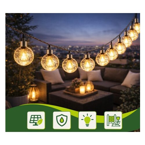  Solarna LED svetlobna veriga 7 m | 50 LED kroglic | IP44/IP65 za&amp;scaron;čita | 8 svetlobnih načinov | topla bela zunanja dekoracija Slike