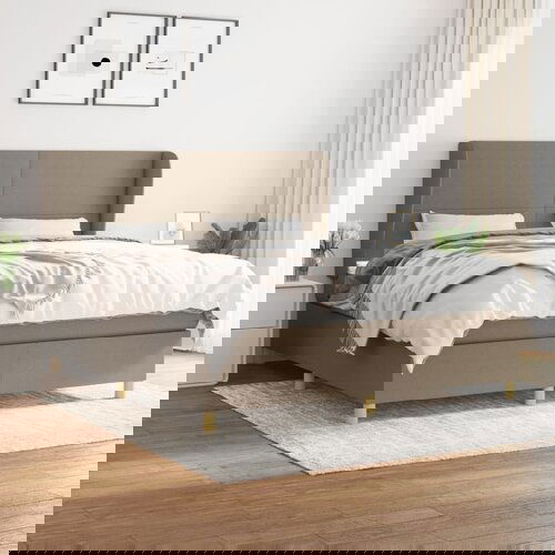 The Living Store Box spring postelja z vzmetnico taupe 160x200 cm blago - Box Spring Postelja, (21514945) Cene