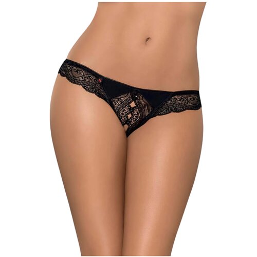 Obsessive Miamor - Ženske otvorene čipkane tange od kamena (crne) - L/XL Cijene