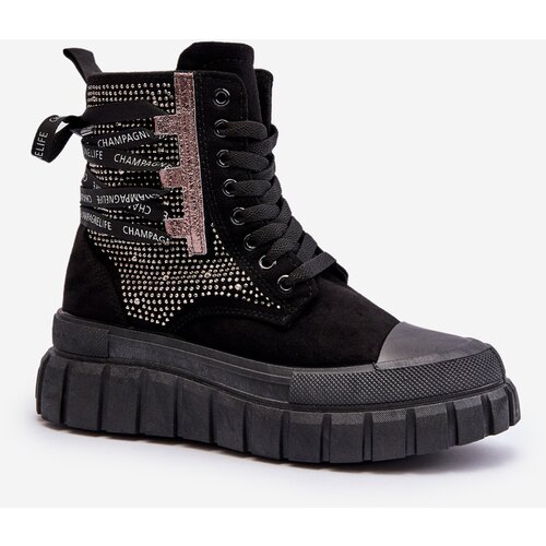 Boto High Top Women's Sneakers on Chunky Platform Black Wonise Cene
