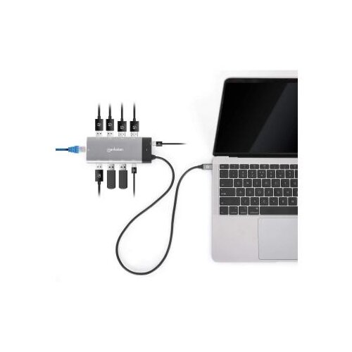 Manhattan Docking station 130714 10in1 USB-C - 2xHDMI/5xUSB/LAN/PD 100W Cene
