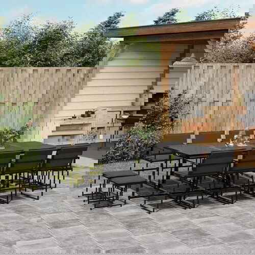 vidaXL 13dijelni vrtni blagovaonski set s jastucima crni od tekstilena Cijene