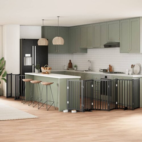 vidaXL Ograda za pse z vrati zložljiva 12 panelov črna 600 cm les Cene