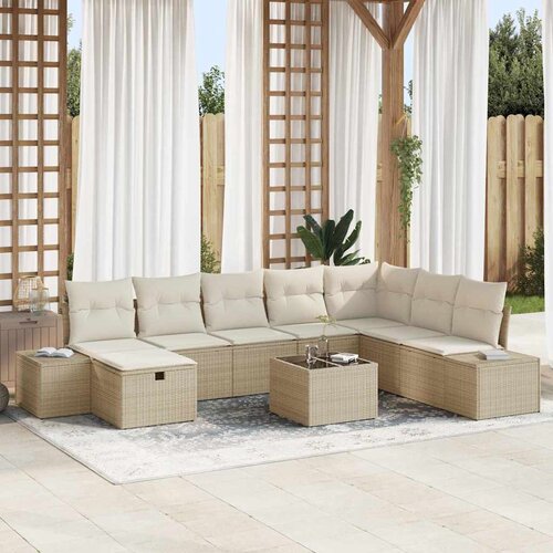  Sjedeća garnitura za vrt 9 pcs Bež 55 x 62 x 69 cm Poli ratan Cijene