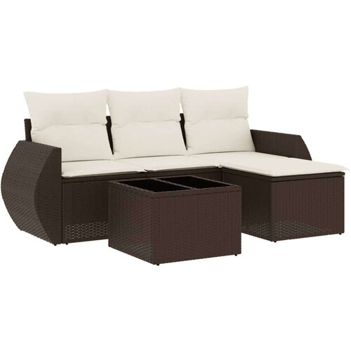 VidaXL 5-dijelni set vrtnih sofa s jastucima poliratan smeđi Slike