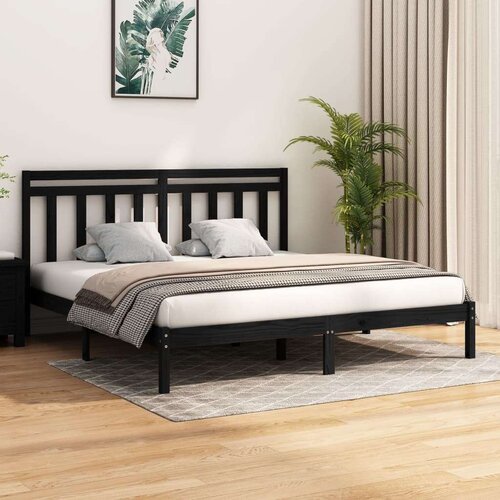  Posteljni okvir črn iz trdnega lesa 200x200 cm, (20647002) Slike