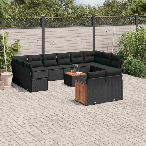 vidaXL 12-dijelni set vrtnih sofa od poliratana s jastucima crni Cijene