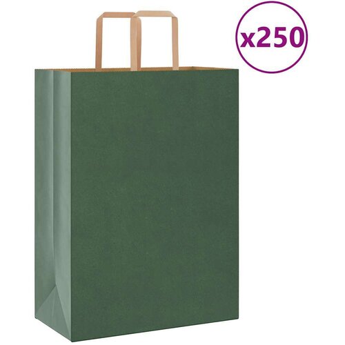  Papirnate vrećice 250 kom s ručkama zelene 32x17x44 cm Cijene
