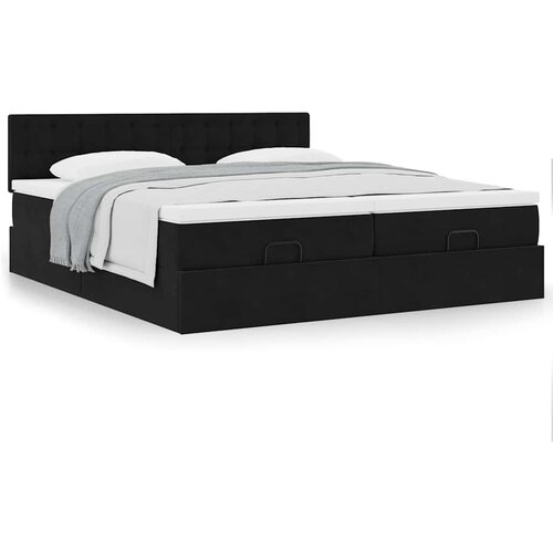 VidaXL Otomanski okvir kreveta s madracima crni 180x200cm bar&amp;scaron;unasti Slike
