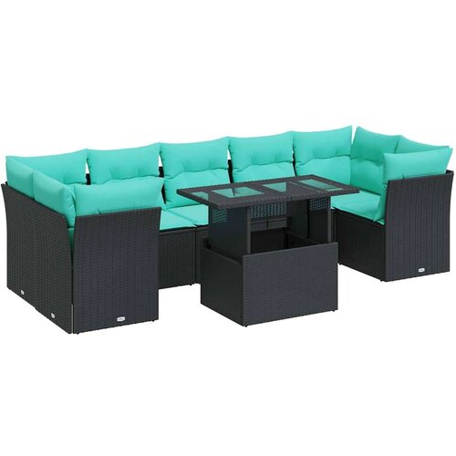  Vrtna garnitura - 8-dijelni set vrtnih sofa od poliratana s jastucima crni bagrem - Crna sa spremi&amp;scaron;tem 1 Slike