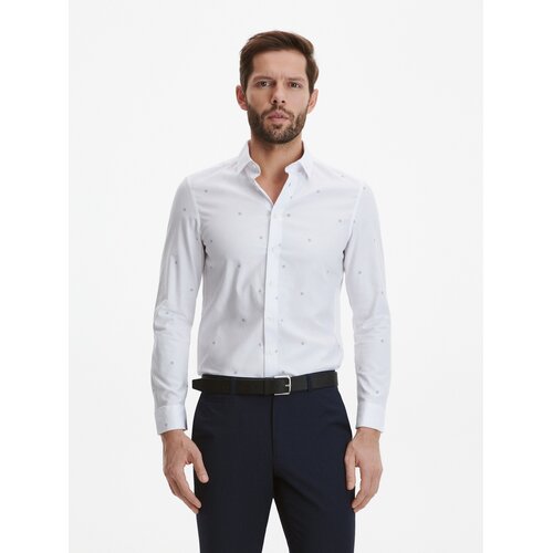 Reserved srajca slim fit z vzorcem - bela Cene