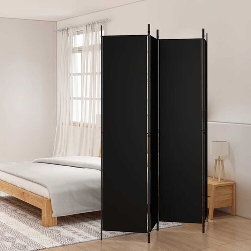 Sobna pregrada s 4 panela crna 200 x 220 cm od tkanine Cene