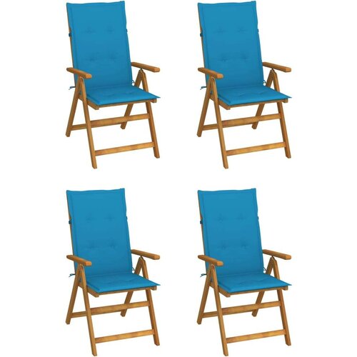  Nagibne vrtne stolice s jastucima 4 kom masivno bagremovo drvo Slike