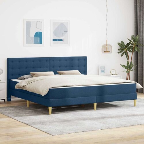  Okvir kreveta s madracem Plava 200 x 200 cm tkanina - Plava 200 x 200 cm Cijene