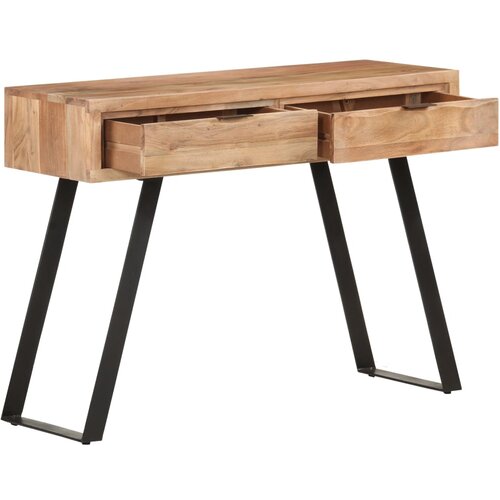 Maison Chic konzolna miza - miza ob steni 100x35x76 cm akacijev les z naravnimi robovi, (21786585) Slike