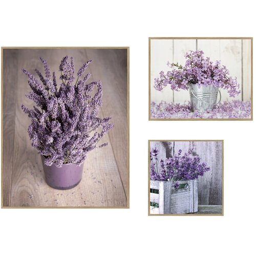 Knor Slike u setu 3 kom 40x50 cm Purple Flowers &amp;ndash; Slike