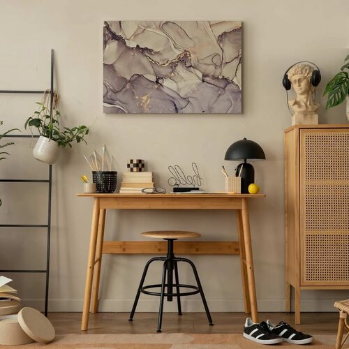  Slika - Watercolour abstraction - powder pink marble with gold accents 60x40 Akustična Slike