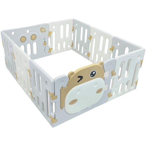  Modularna ogradica za bebe sa lopticama Hippo - bijelo/smeđa Slike