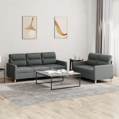 vidaXL 2-dijelni set sofa s jastucima tamnosivi od tkanine