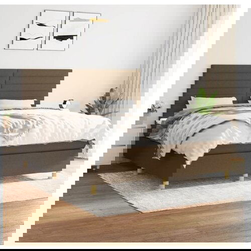 vidaXL Box spring postelja z vzmetnico temno rjava 180x200 cm blago Cene