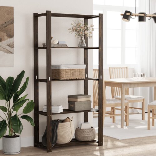 vidaXL Stalak za pohranu s 5 razina crni 80x38x170 cm masivna borovina Cijene