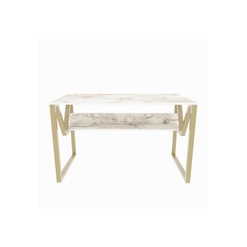 Woody Fashion Radni sto 120x72.8x60 cm Bijelo-zlatna Slike