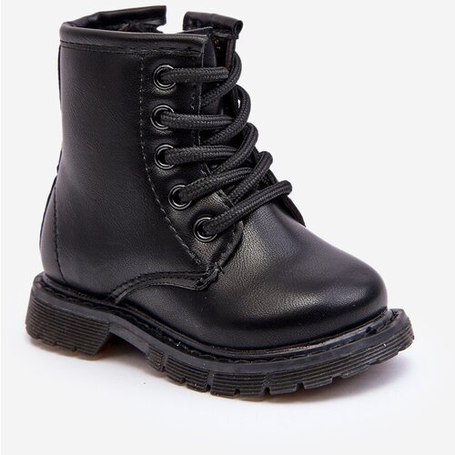 Boto Children's Leather Boots With Zipper Black Omua Cene