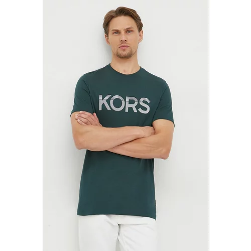 Michael Kors Bombažna kratka majica zelena barva