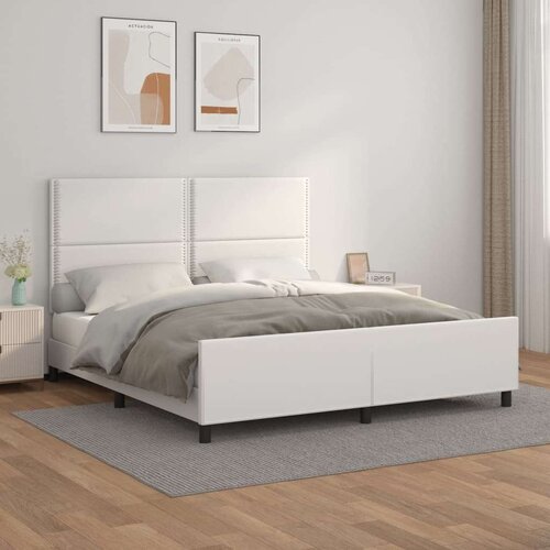  Okvir za krevet s uzglavljem bijeli 160x200 cm od umjetne kože Slike