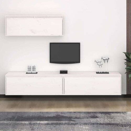 TV omarica 3 kosi bela trdna borovina, (20730043) Slike