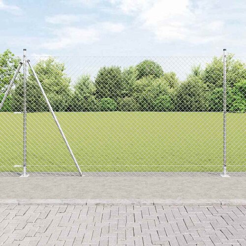  Vanjska lančana ograda s betonskom podlogom 10 x 1,5 m Srebrna Cijene