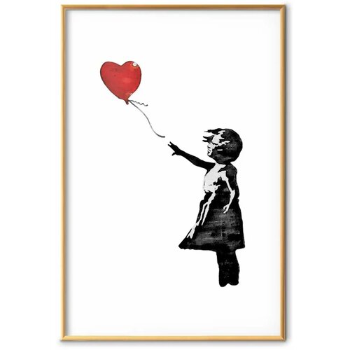  Plakat - Banksy: Girl with a Balloon 21x30 Zlatni okvir s margom Cene