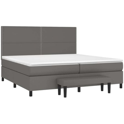 VidaXL Krevet s oprugama i madracem sivi 200x200 cm od umjetne kože Slike